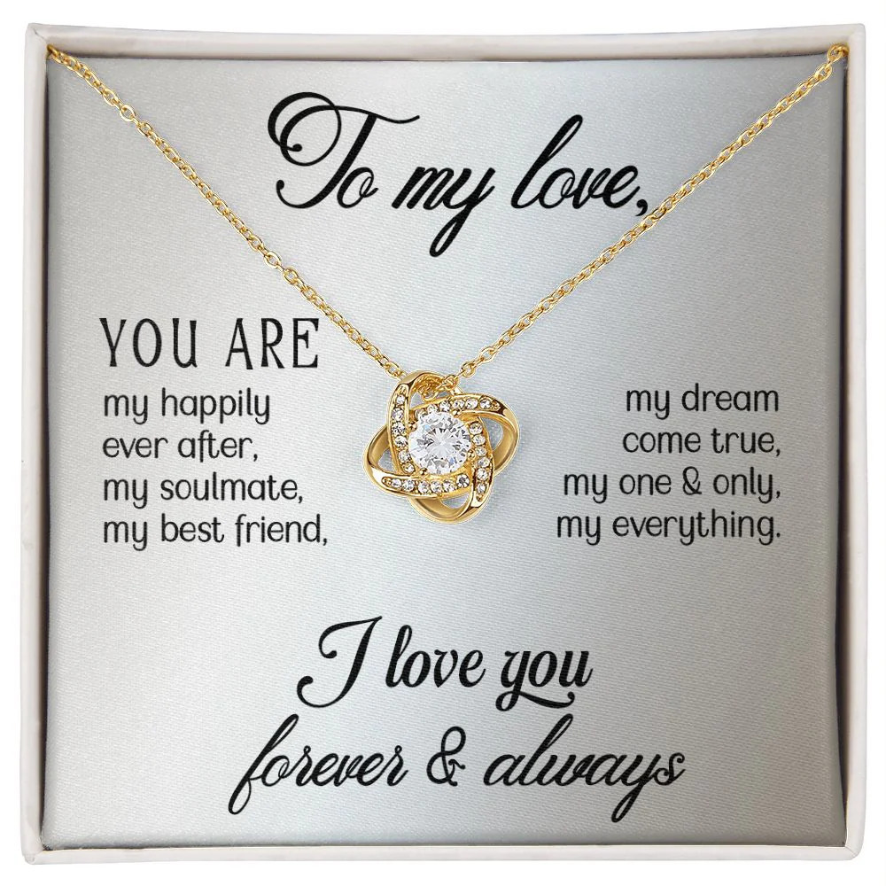 My Love Infinity Knot CZ Necklace Gold Tone Standard Box